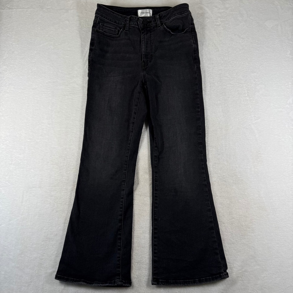 FRAME Le Crop Mini Boot Jeans Broken Faded Black OPLCMB292 Size 27